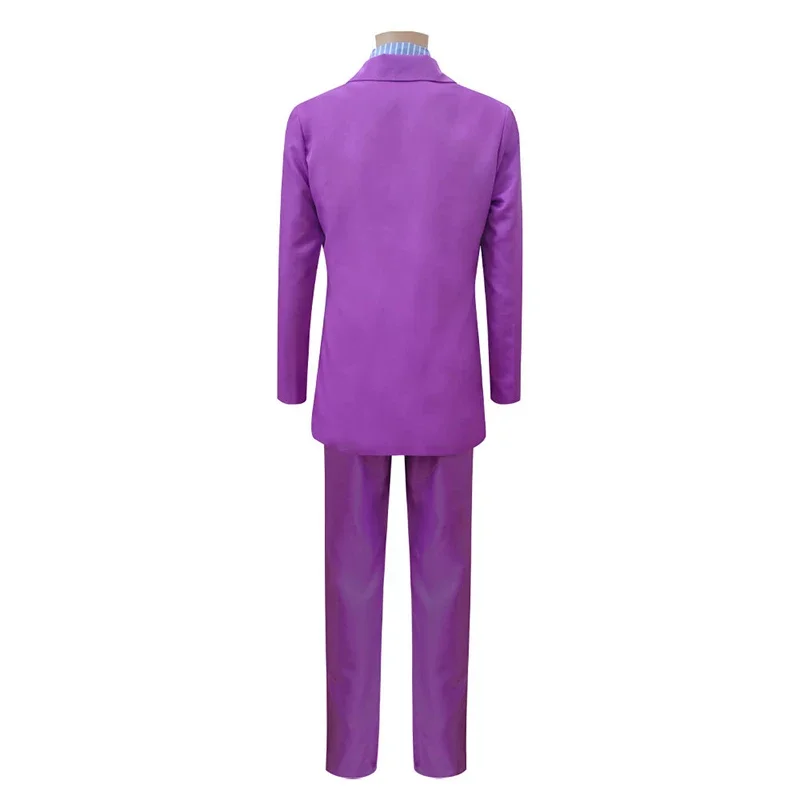 Anime Costume Kira Yoshikage Cosplay Purple Shirt Pants Suit Curly Yellow Wig Halloween Party Costumes Men Wigs Cosplay Anime