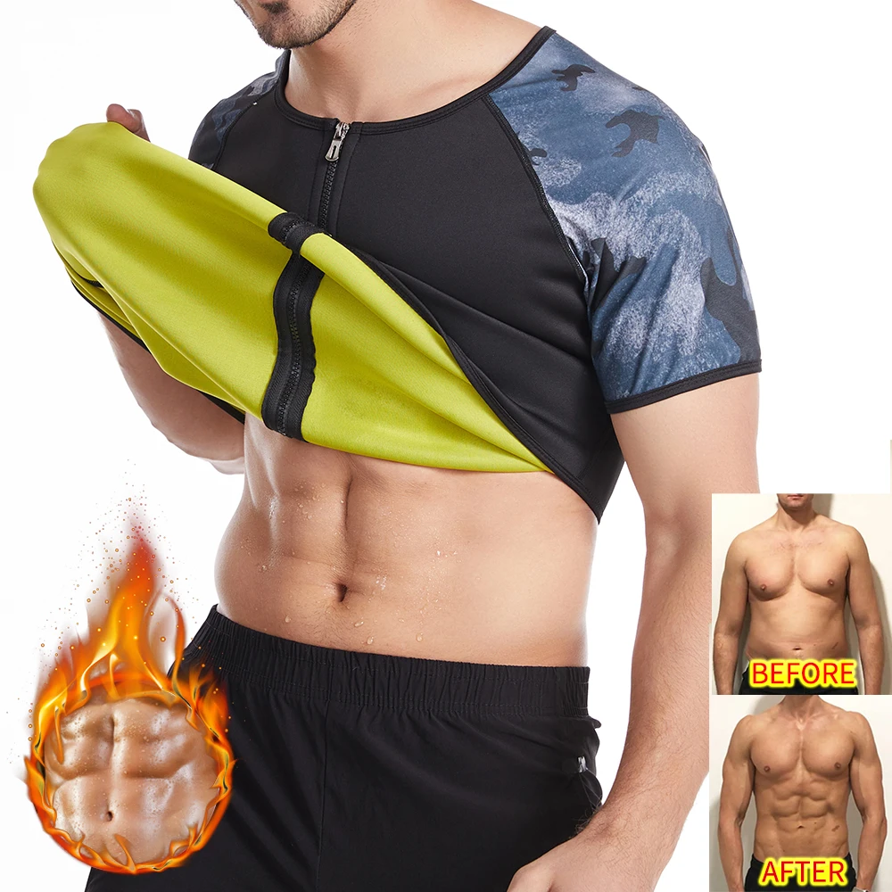 

Men Body Shaper Waist Trainer Sweat Shirt Neoprene Sauna Suit Slimming T-Shirt Workout Shapewear Tank Tops For Weight Loss