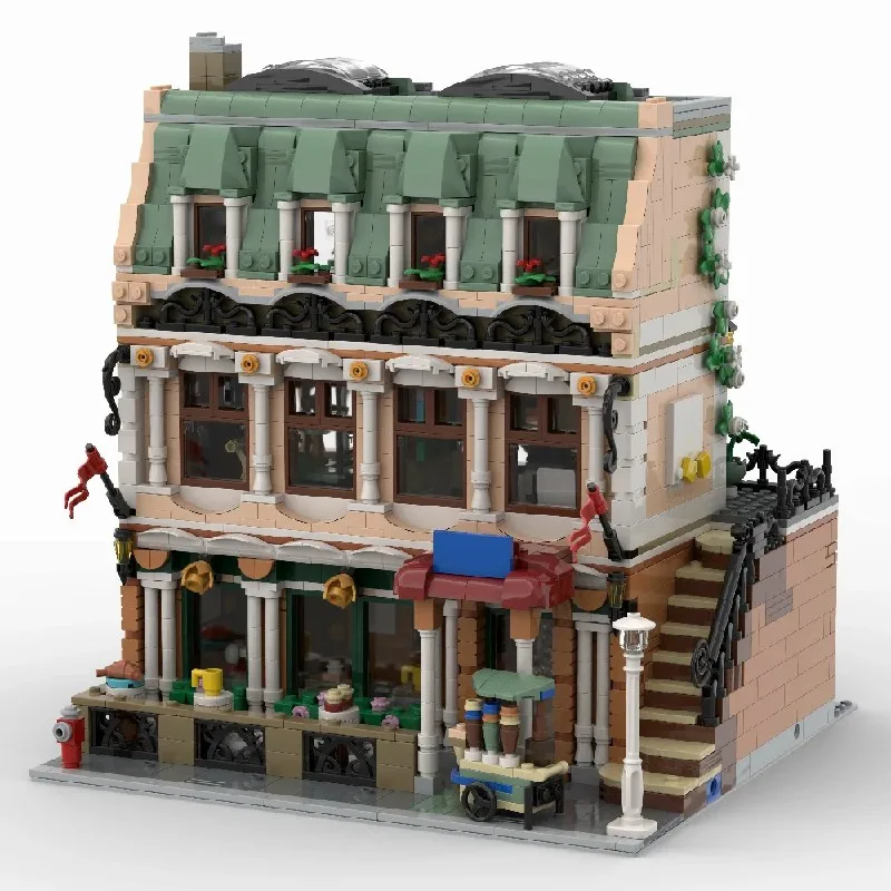 Koffieshop Modulaire Gebouwen Blokken MOC Stad Street View Winkel Architectuur Baksteen Model Kit Jongens Speelgoed Volwassenen Kind Cadeau 2693PCS