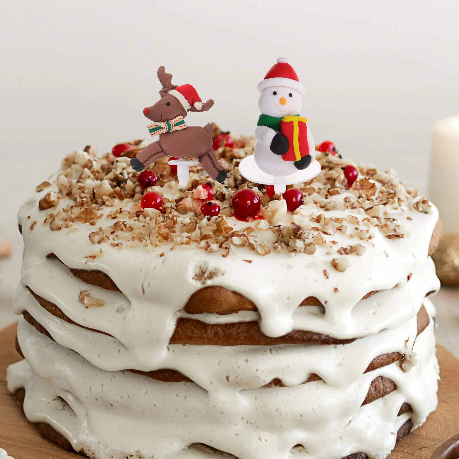 

2pcs Soft Christmas Cake Toppers For Dessert Cupcake Decor Birthday Decoration Desktop Ornament Party Supplies