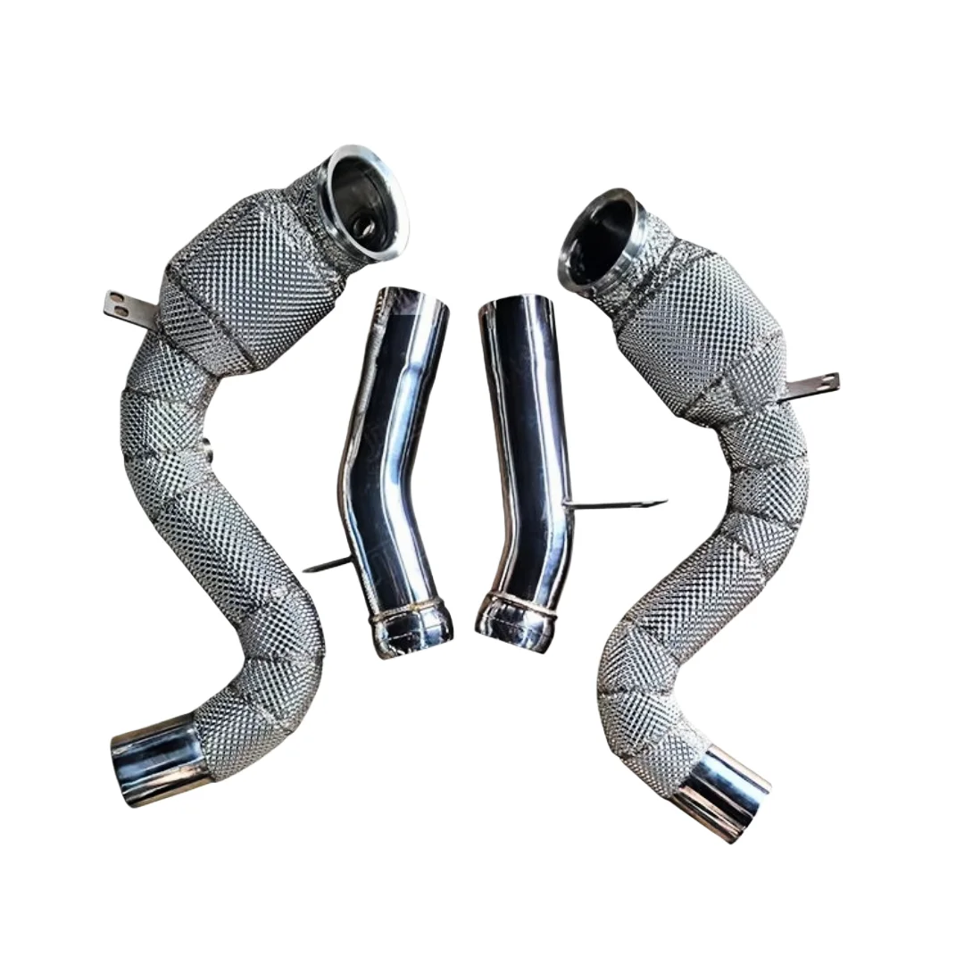 DEX  Stainless Steel  High Flow Exhaust Downpipe With Heat Shield for 2017-2020 Mercedes AMG S63 W222  C217 M177 4.0T