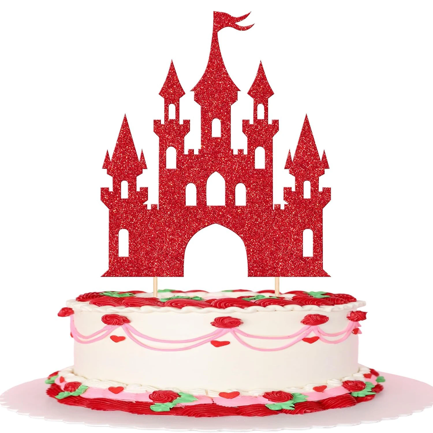 1 Stück Schloss-Kuchenaufsatz, Prinzessinnen-Kuchenaufsatz, Schloss-Thema, Geburtstagsparty, Kuchendekoration, Babyparty, Mädchen-Partyzubehör – Detail 8