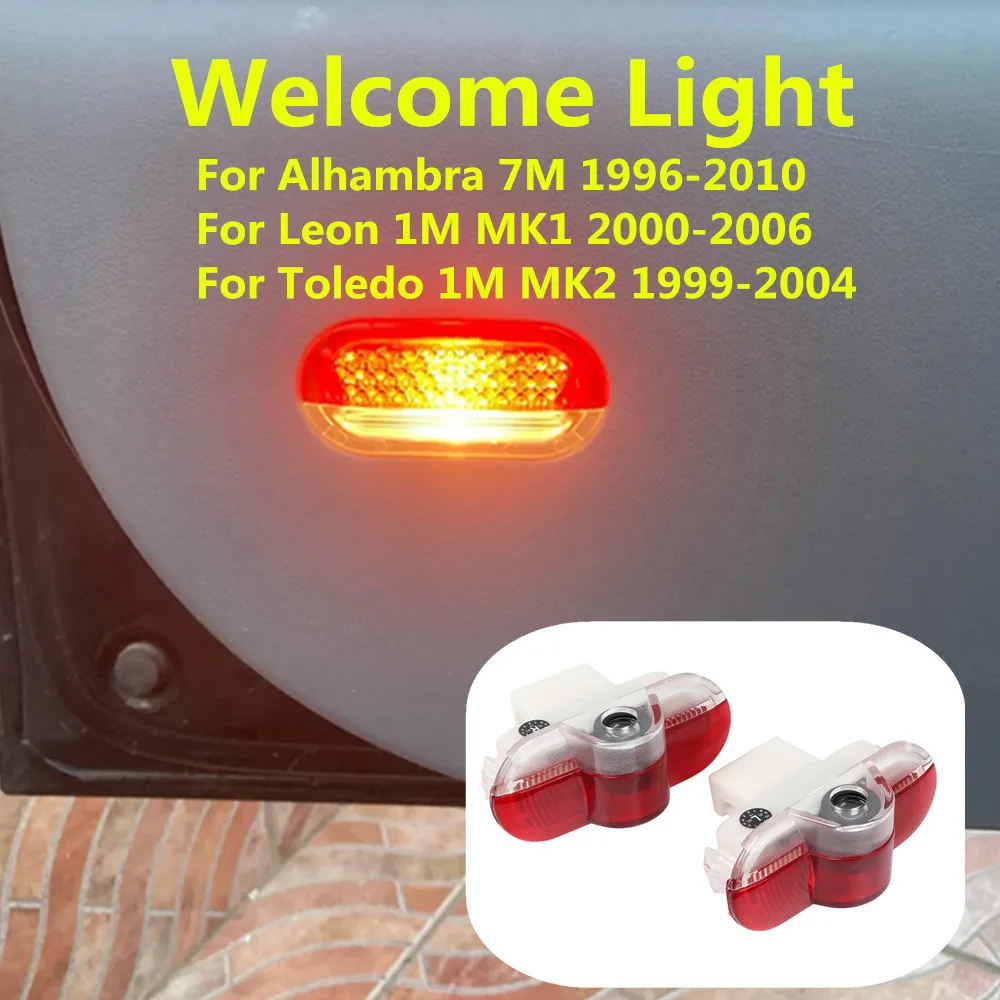 LED Car Door Welcome Projector Warning Ghost Shadow Light Bulbs Auto Accessories For SEAT Toledo 1M MK2 Leon 1M MK1 Alhambra 7M