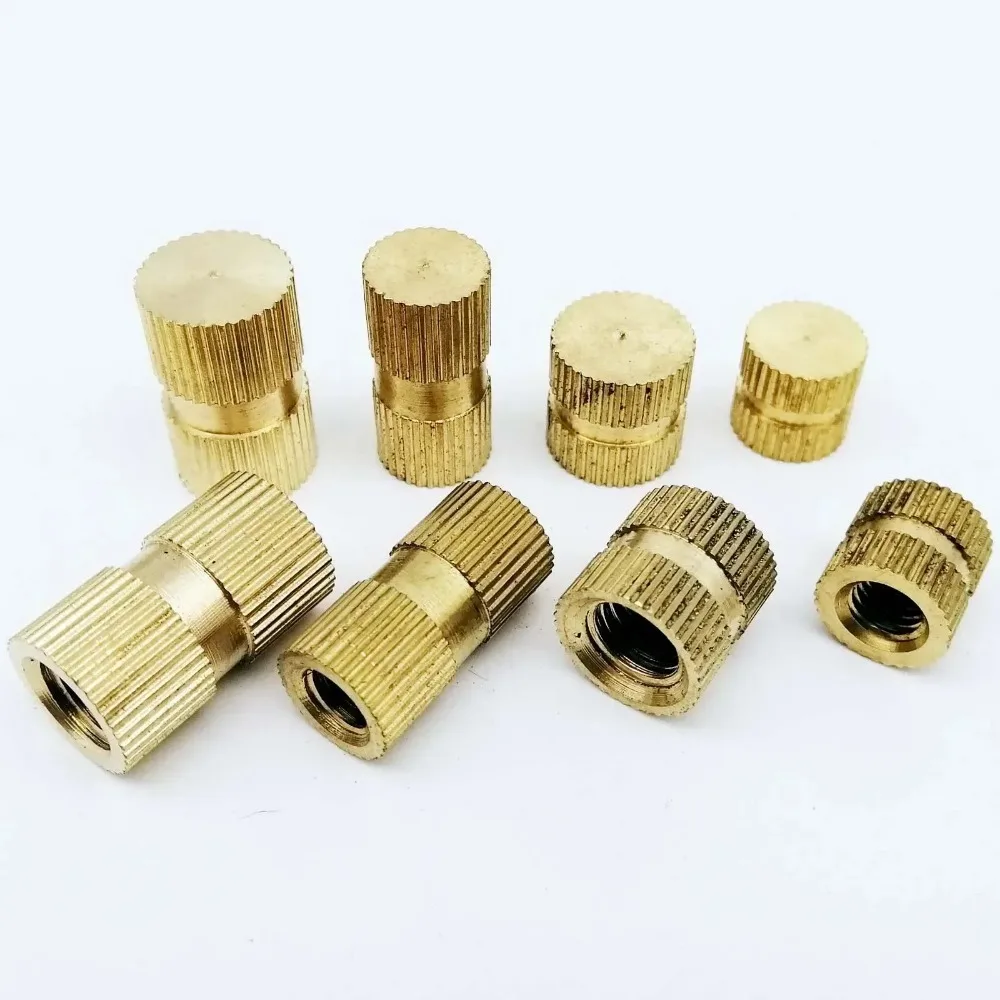 200pc M5 M8 Type B Solid Brass  Injection Molding Knurl Thread Insert Nut Embedded Nutsert Single Pass Blind Hole 8-20mm