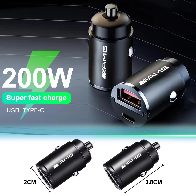 Cargador de coche de carga rápida Mini anillo de tracción accesorio de cargador de teléfono de coche para Mercedes Benz AMG A B C E G GT SLK W176 W205 W177 C260L