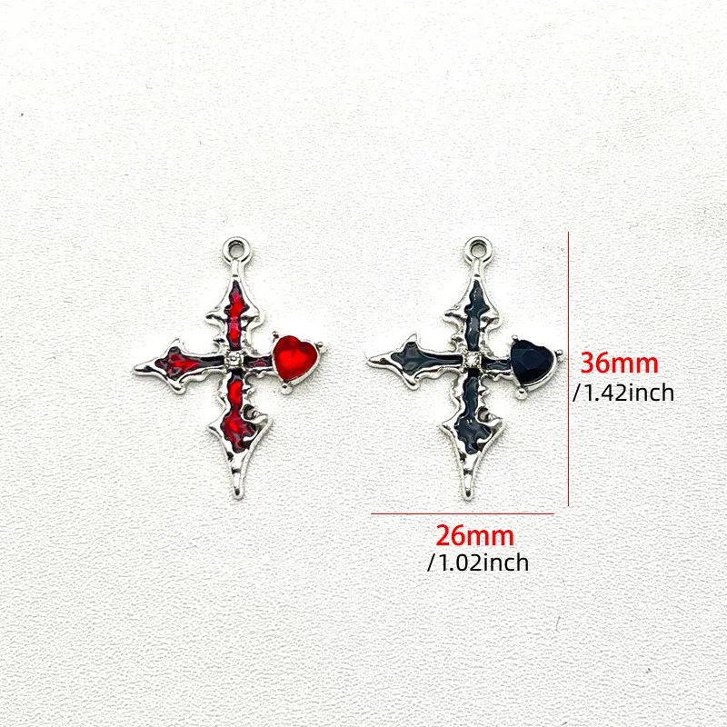 10PCS Alloy oil drip drilling cross love small pendant pendant DIY popular jewelry necklace earrings accessories