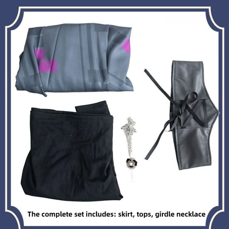 Disfraz de Cosplay del proyecto Sekai Stage Mafuyu Asahina para mujer, Top de manga larga, falda asimétrica, vestido de Anime para fiesta de Halloween