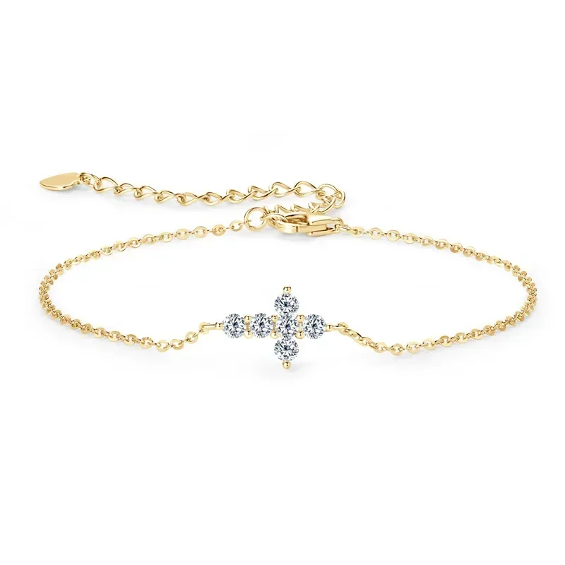 

Shining U S925 Silver D Color Moissanite Cross Bracelet for Women Fine Jewlery Gift Summer
