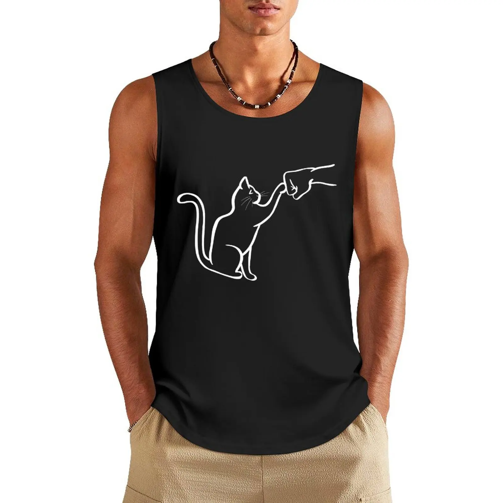 

Meow - Fist Bump Tank Top sleeveless vests summer clothes man 2024 t-shirt for men