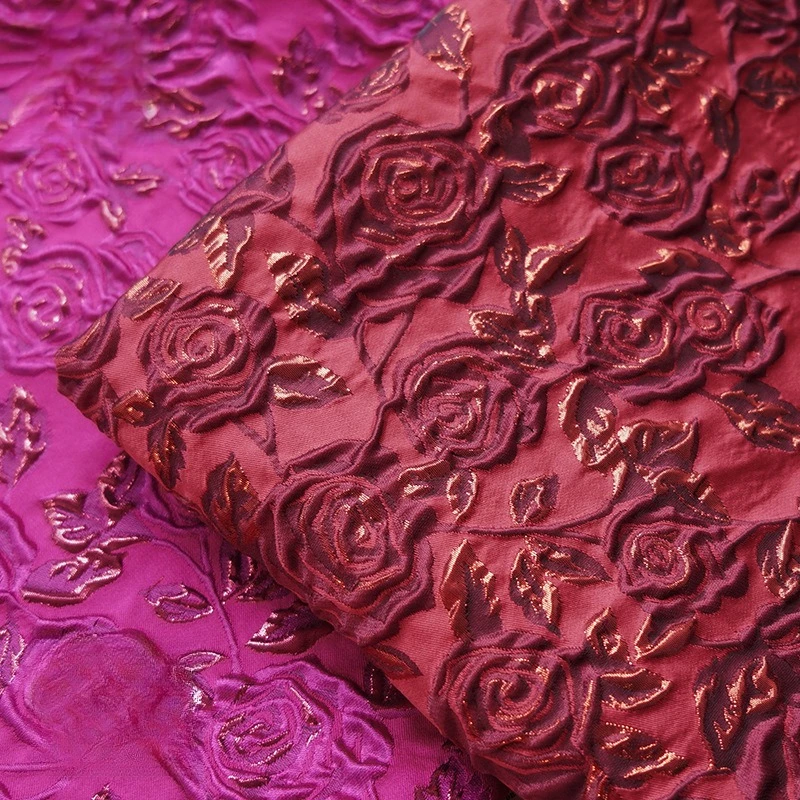 

Gold Thread Embossed Rose Yarn-Dyed Jacquard Textured Fabric For Women's Vest Puff Skirt Wedding Designer Clothing Wholesale