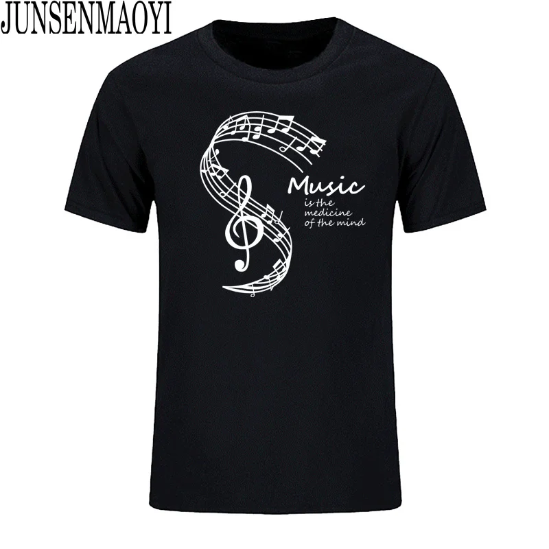 Summer T-shirt Men T-Shirts Music Is The Medicine of The Mind Print Tshirt Casual Cotton T- Shirs Clothing Plus Size Tees Tops