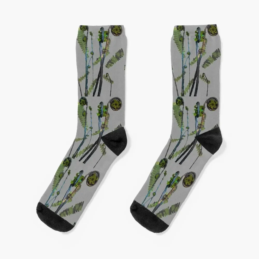 

Fiddleheads and Ferns Socks sports stockings floor FASHION ankle Men's Socks Women's