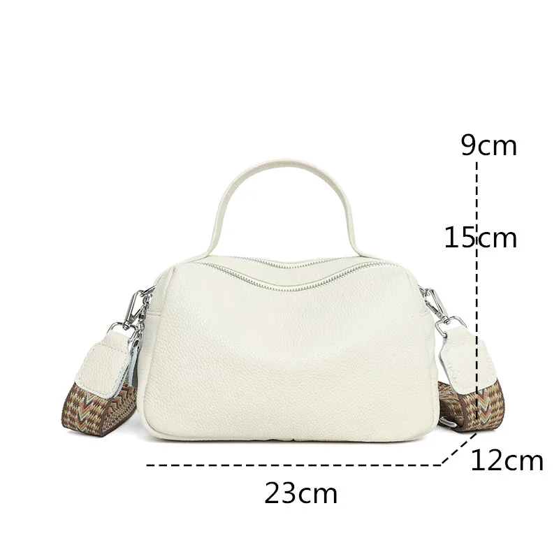 Luxury Soft Genuine Leather Handbag Fashion Women Shoulder Messenger Bag Solid Color Cowhide Tote Fashion Female Crossbody Sac