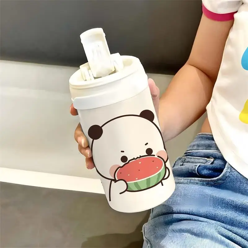 Small Panda Bubu And Yier Cartoon 306 Stainless Steel Water Cup Large Capacity Insulated Cup Portable Lovely Coffee Cups Gift