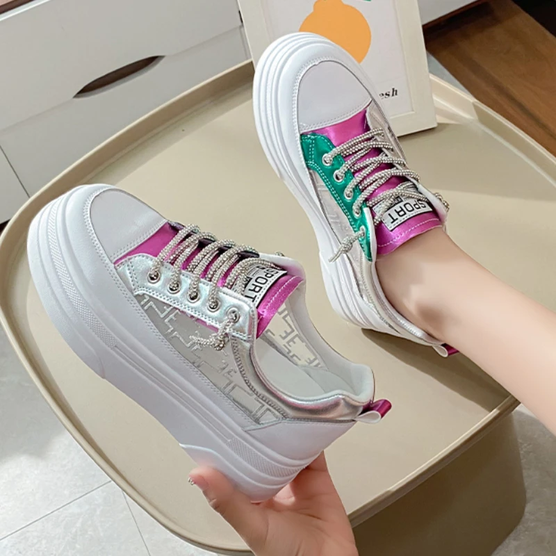 Shoes for Women 2023 Fashion Lace on Women's Vulcanize Shoes Platform Women Sneakers Summer Ladies Casual Shoes Mesh Sneakers