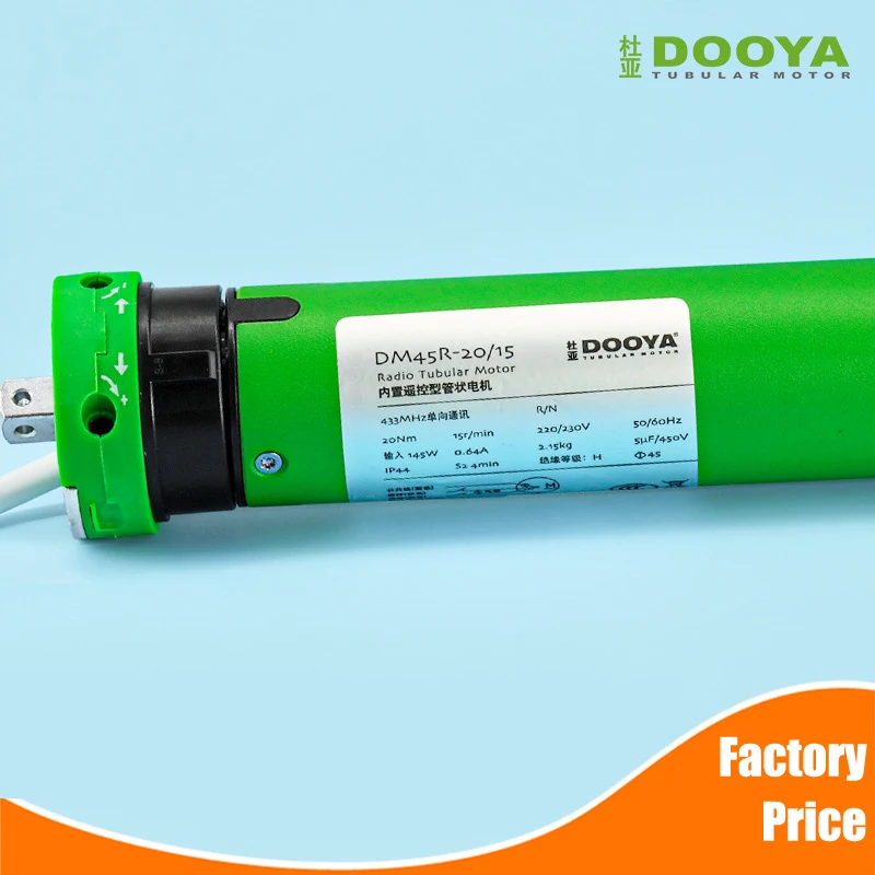 

Dooya DM45R-20N Мощный трехпроводной радиотрубчатый двигатель 145 Вт для электрической рулонной шторы, 433 МГц, частота дистанционного управления