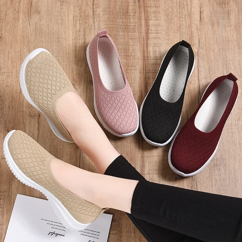 

Summer Comfortable Plus Size Ladies Mesh BreathableSports Socks Ladie Light Casual Sports Shoes Flat Ladies Loafers