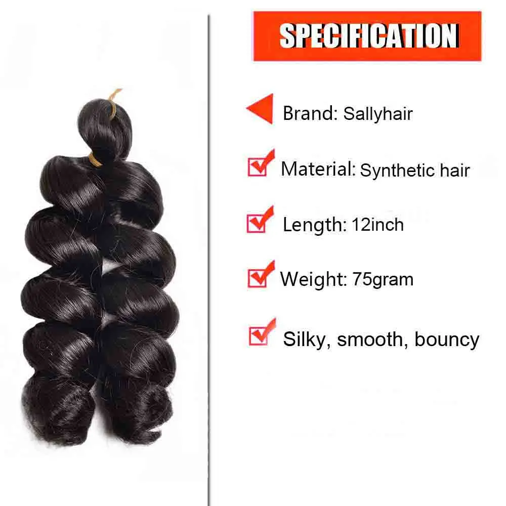 Capelli intrecciati ricci sciolti 12 pollici capelli intrecciati rimbalzanti Pre allungati treccia facile capelli all'uncinetto ricci ondulati capelli sintetici Bulk