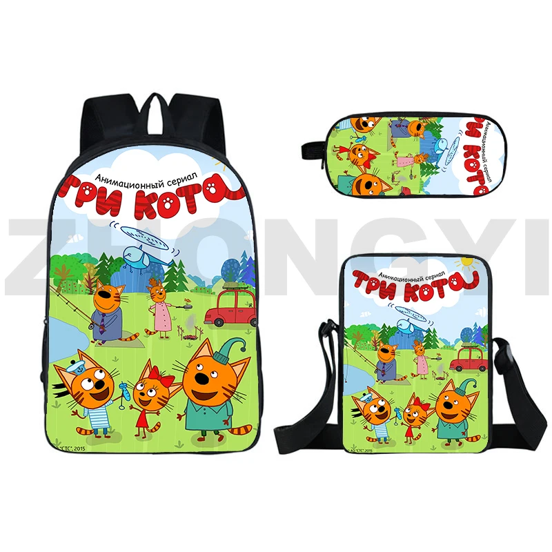 

Kid-E-Cats Three Kittens TpnkoTa Backpack 3D Russian Cartoon Tri Kota Big School Bags for Girls Boys 3 Set Anime Kawaii Backpack