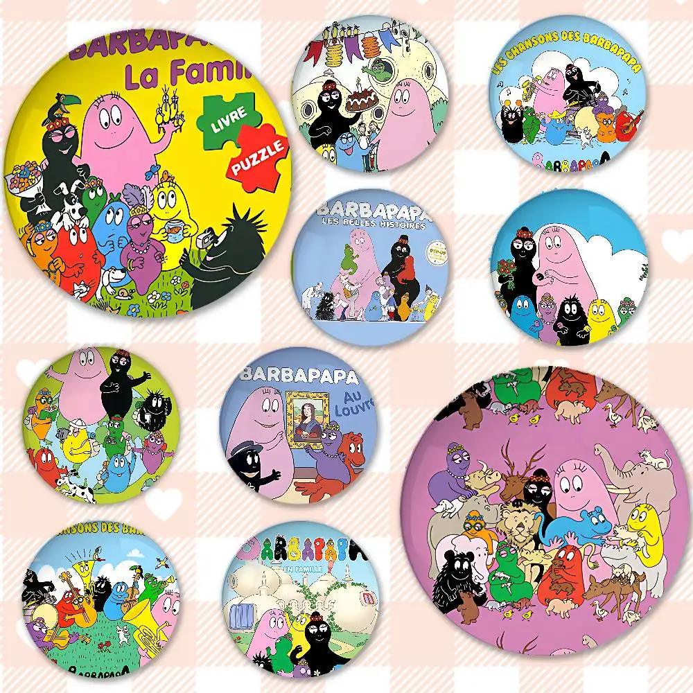 Nette Cartoon Barbapapa Abzeichen Weißblech Soft Button Pin Brosche Metall Abzeichen Benutzerdefinierte Schmuck Zubehör Hut Tasche Revers