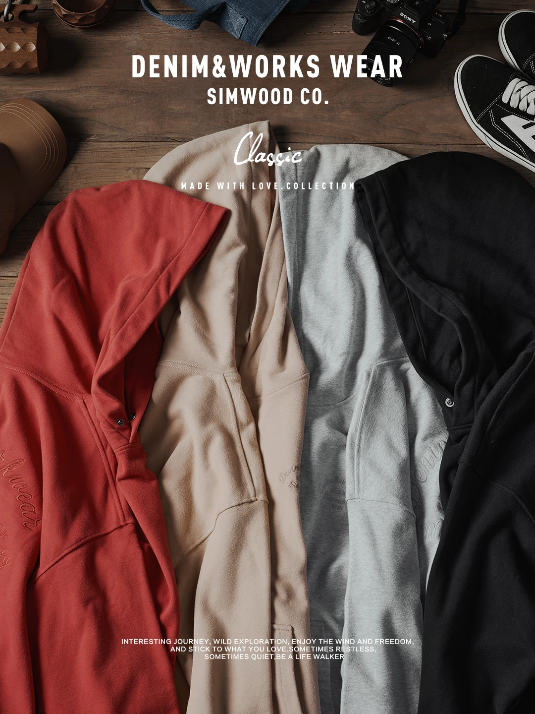 SIMWOOD 2024 Autumn Winter New Oversize 400gsm Carbon Peached Fabrics Letter Embroidery Hoodies High Quality Sweatshirts