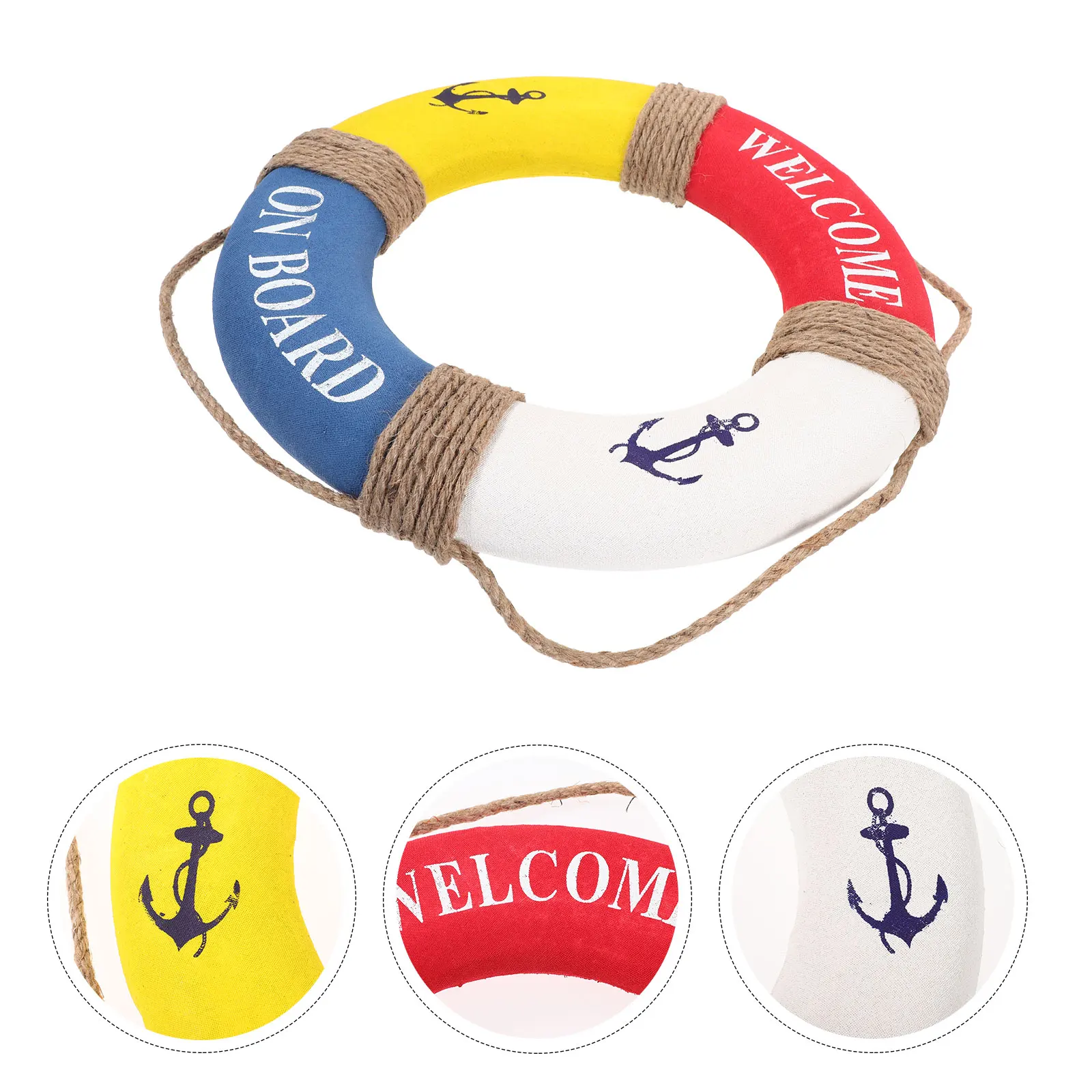 

1Pcs Lifebuoy Decorative Hanging Element 40cm Mediterranean Style Red Yellow for Restaurant Cafe Bar Door Wall Sign Welcome