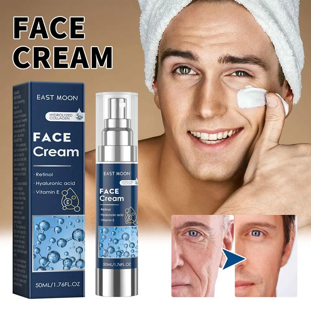 Creme facial masculino cuidados com a pele hidratante brilho hidratante rugas suaves endurecimento facial rosto masculino cuidados com a pele