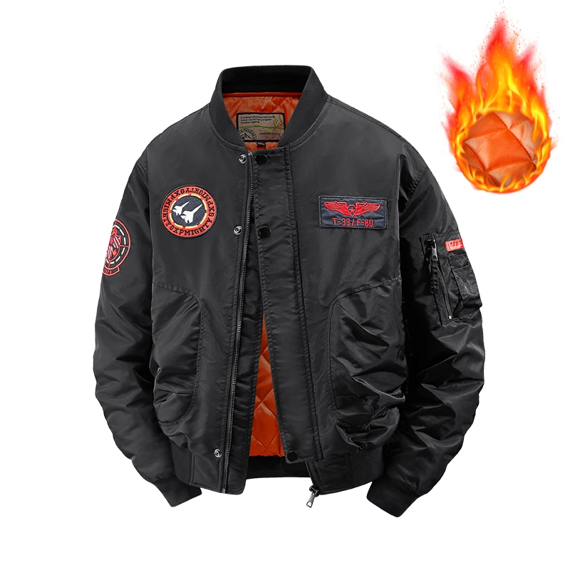 

Autumn and Winter New Youth Jacket Large Thick Warm Clip Cotton Flight Jacket Baseball Collar Top Clothes Motorcycle Jackets