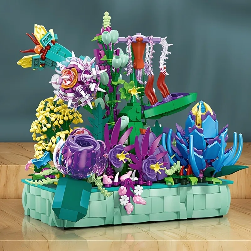 

Building block flower assembly set, suitable for displaying building block models at home, and as a gift.