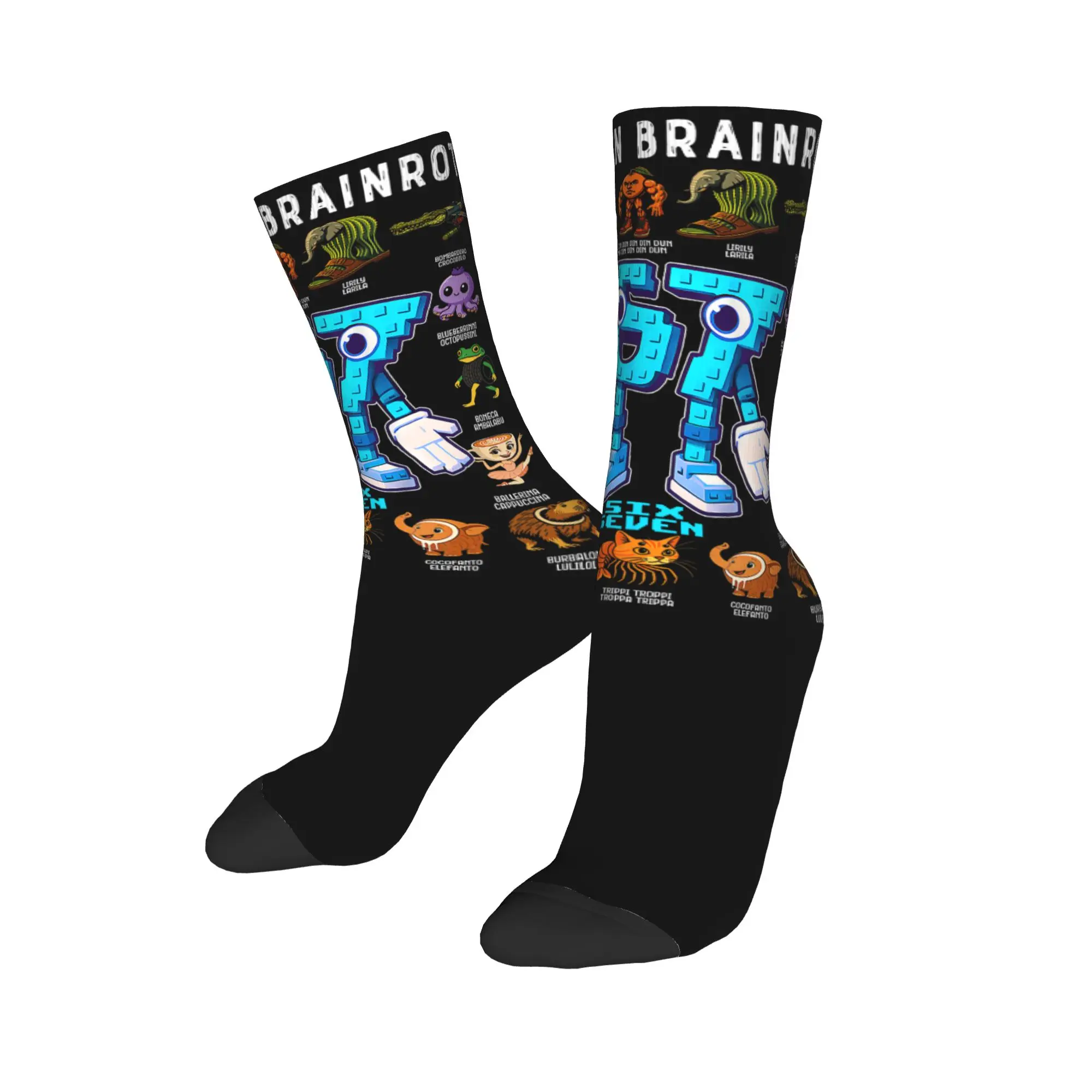 Italian Brain Rot Characters Brainrot Socks Men's Women's Polyester Funny Happy  Socks Crazy Spring  Winter Middle Tube Socks
