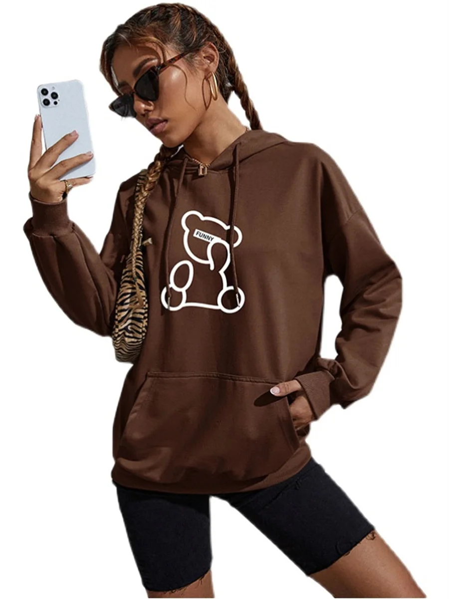 

Autumn Hoodie Female Long Sleeve Sweatshit Women Fashion Hooded Loose Patchwork Leisure Letter Printed Sweatshirts AA4387