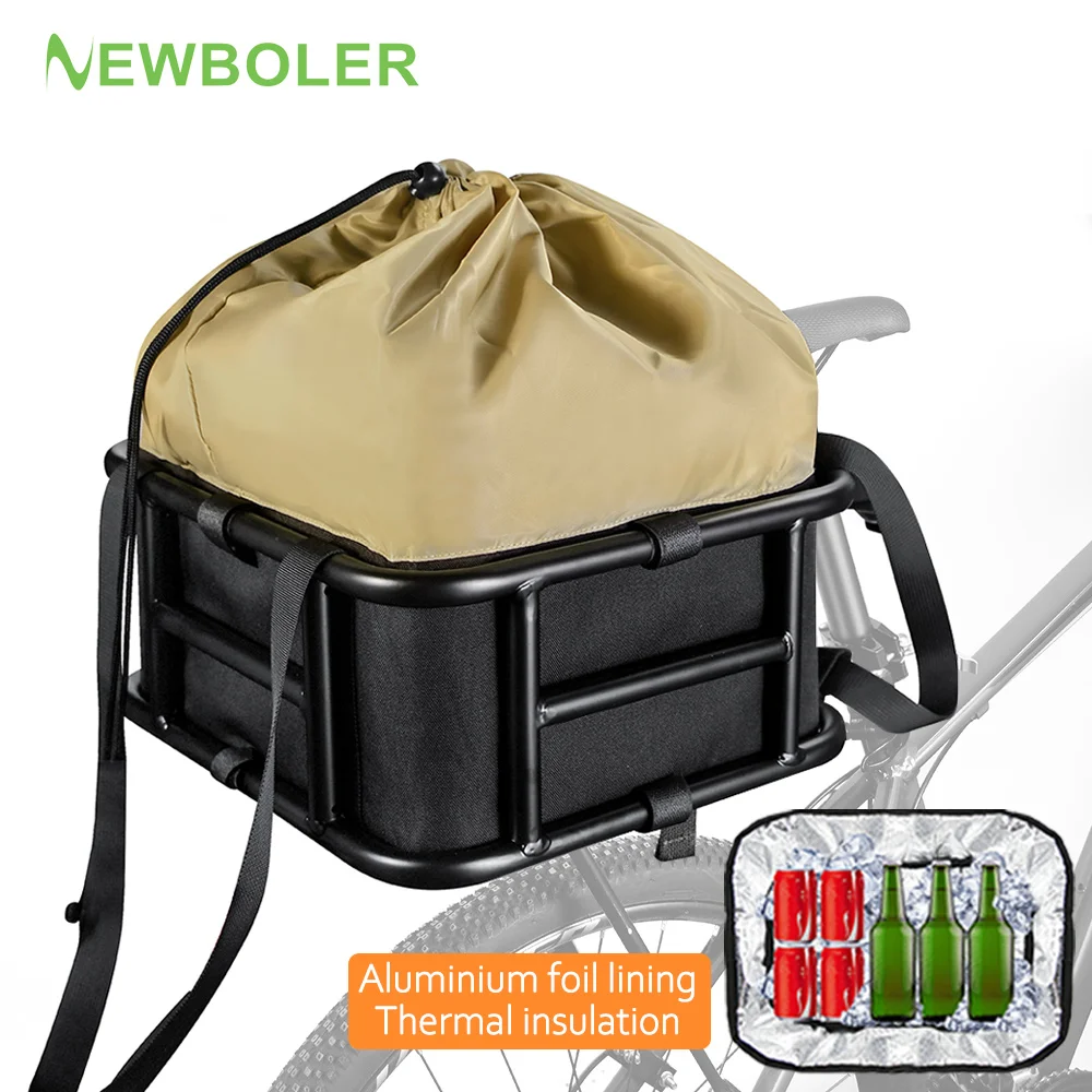 

NEWBOLER E-Bike Luggage Rack Bag Heavy Metal Large Capacity Bicycle Rear Rack Basket Outdoor Travel Shopping MTB Road Bicycle