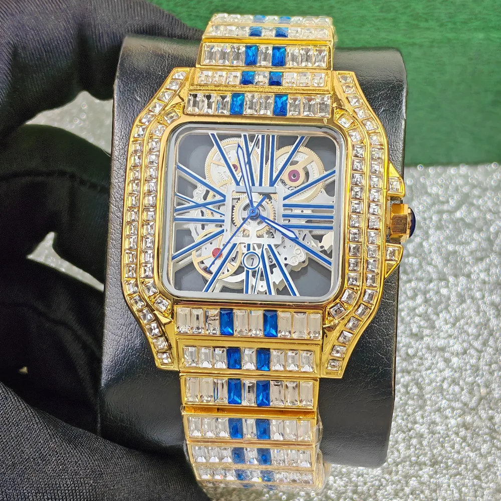 

Hot Selling High Quality Skeleton Luxurious Full Diamond Hip Hop Quarz Watch Men Popular Iced Out Watches Fashion Jewelry Reloj