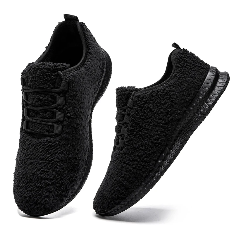 

Fujeak Lightweight Walking Shoes Casual Anti-slip Winter Cotton Shoes Faux Fur Shoes for Men Outdoor Big Size Men's Sports Shoes