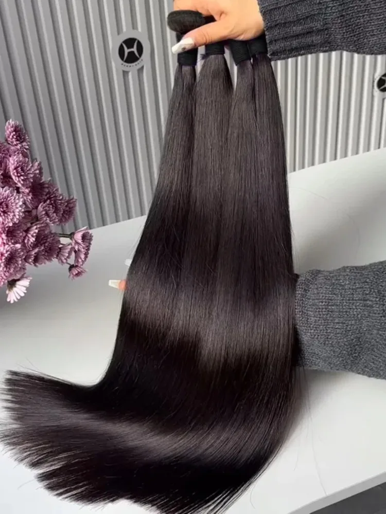 

Bone Straight 100% Human Hair 12A 16A Bundles 32 40 Inch Raw Hair Extensions Brazilian Natural Black 3 4 Bundle Deals Unprocess