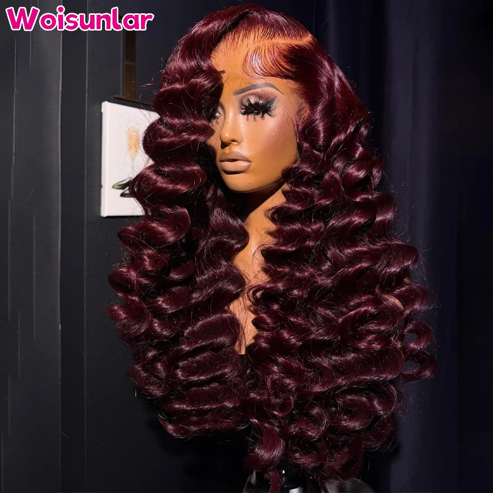 

36 дюймов Темные 99j парики из натуральных волос на кружеве спереди Свободные глубокие черные женские 13x4 Прозрачные кружевные натуральные бразильские парики из человеческих волос 100%