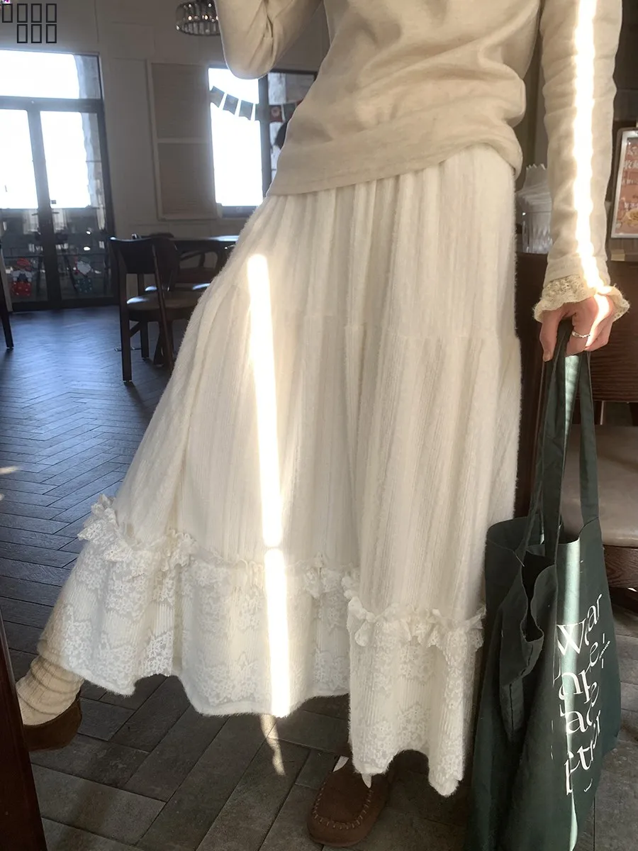 

Holli Gentle Ele Fce Lined Velvet Draped Midi Skirt Elastic Waist Casual Sle New 2024 Women's Faion Skirts