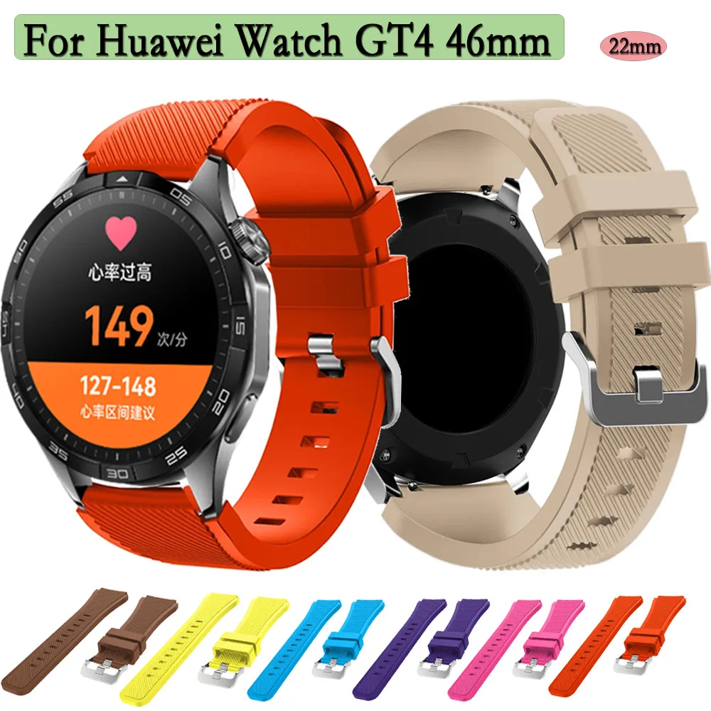 

22mm Silicone Strap For Huawei Watch GT4 46mm Silicone Watchband With Texture Wristband For Samsung Galaxy Gear s3/Watch 3 45mm