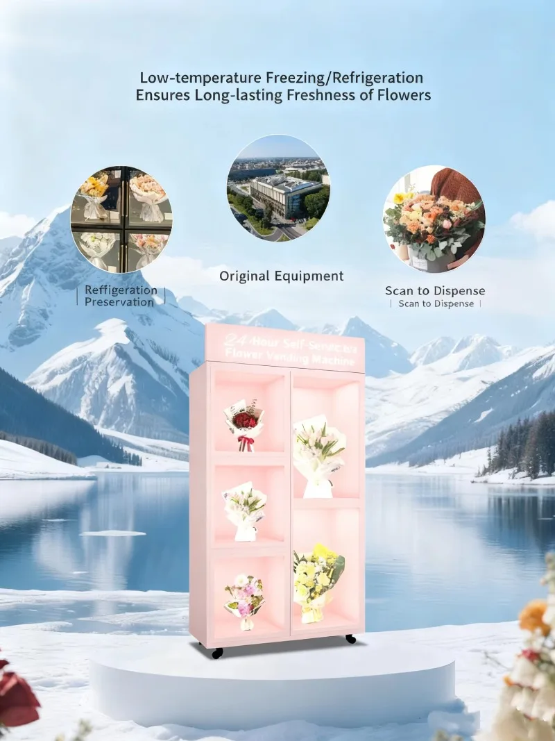 FL Customized Refrigerated Flower Vending Machine Fresh-keeping Unmanned Equipment for Fresh Flowers
