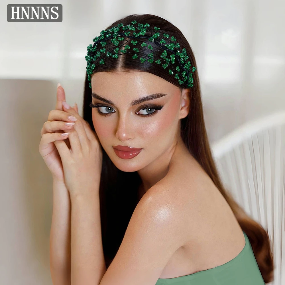 

HNNNS Vintage Bridal Wedding Hair Accessories Fashion Crystal Jewelry Handmade Wide Hair Bands Ladies Elegant Jewelry A312