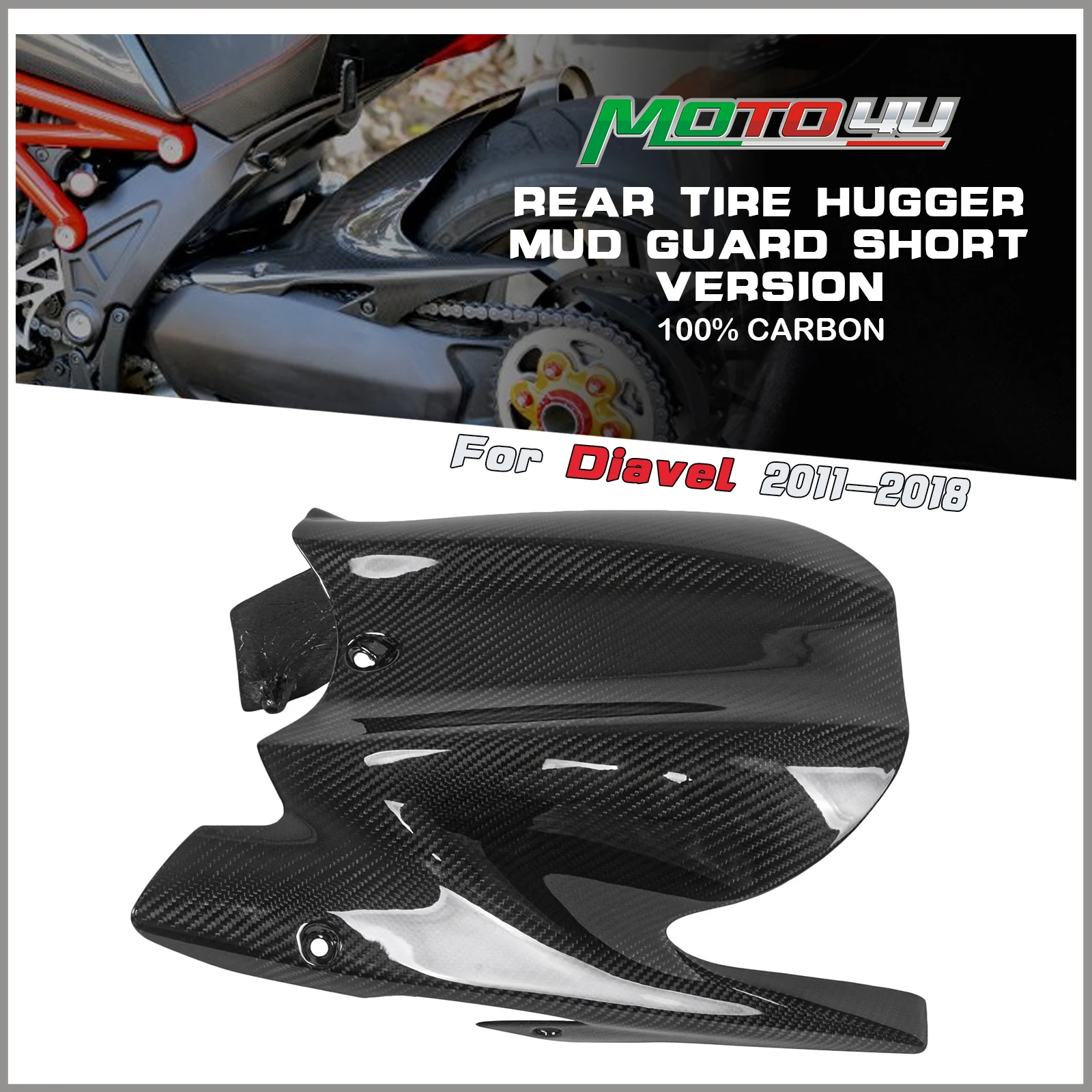 For Ducati Diavel 2011 2012 2013 2014 2015 2016 2017 2018 100% Carbon Fiber Rear Tire Hugger Mud Guard Fender Fairing Cowling