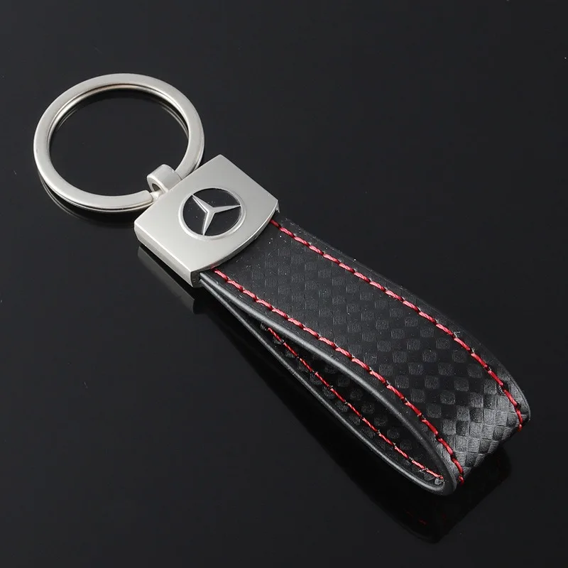 Carbon Fiber Red Thread Car Key Ring Decoration Gift Key Chain For Mercedes Benz A C E S G Class GLC CLE CLA GLB GLS W177