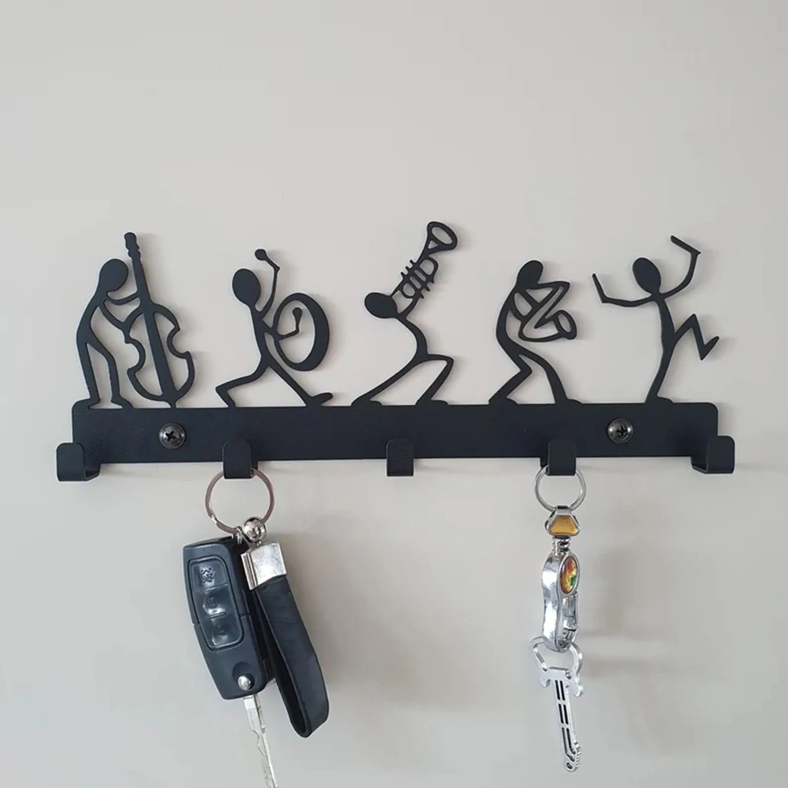 Symphony Orchestra Key Holder Vintage Black Metal Wall Key Hook Decor Hanger For Front Door Kitchen And Household Porta Chaves