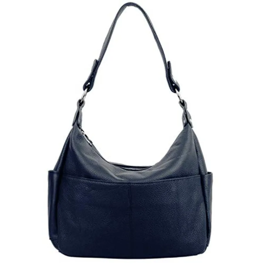 

YALUXE Women's Genuine Leather Shoulder Bags Hobo Handbags Purses with Double Zipper Pockets and Crossbody Strap