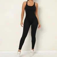 Sexy Backless Bodycon Scrunch Jumpsuit Raises Butt Women Dance Fitness Overalls for Women Sleeveless Yoga Sport Jump Suit Black - Image 2