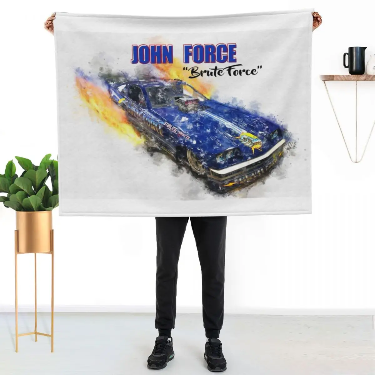John Force Brute Force Throw Blanket Plaid on the sofa Bed Fashionable Vintage Bed covers Furry Flannel Fabric Blankets