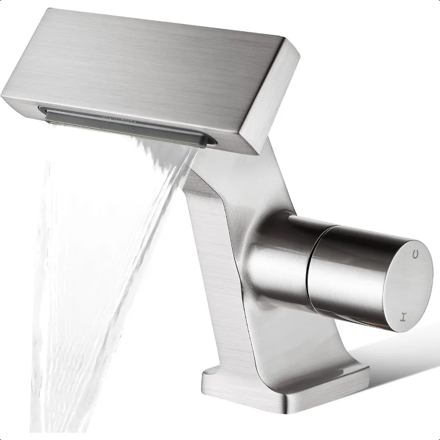 بالوعة الحمام الحنفيات نحى النيكل شلال الحمام صنبور 1 حفرة مقبض واحد النحاس الحمام صنبور سطح جبل مع 2 ply