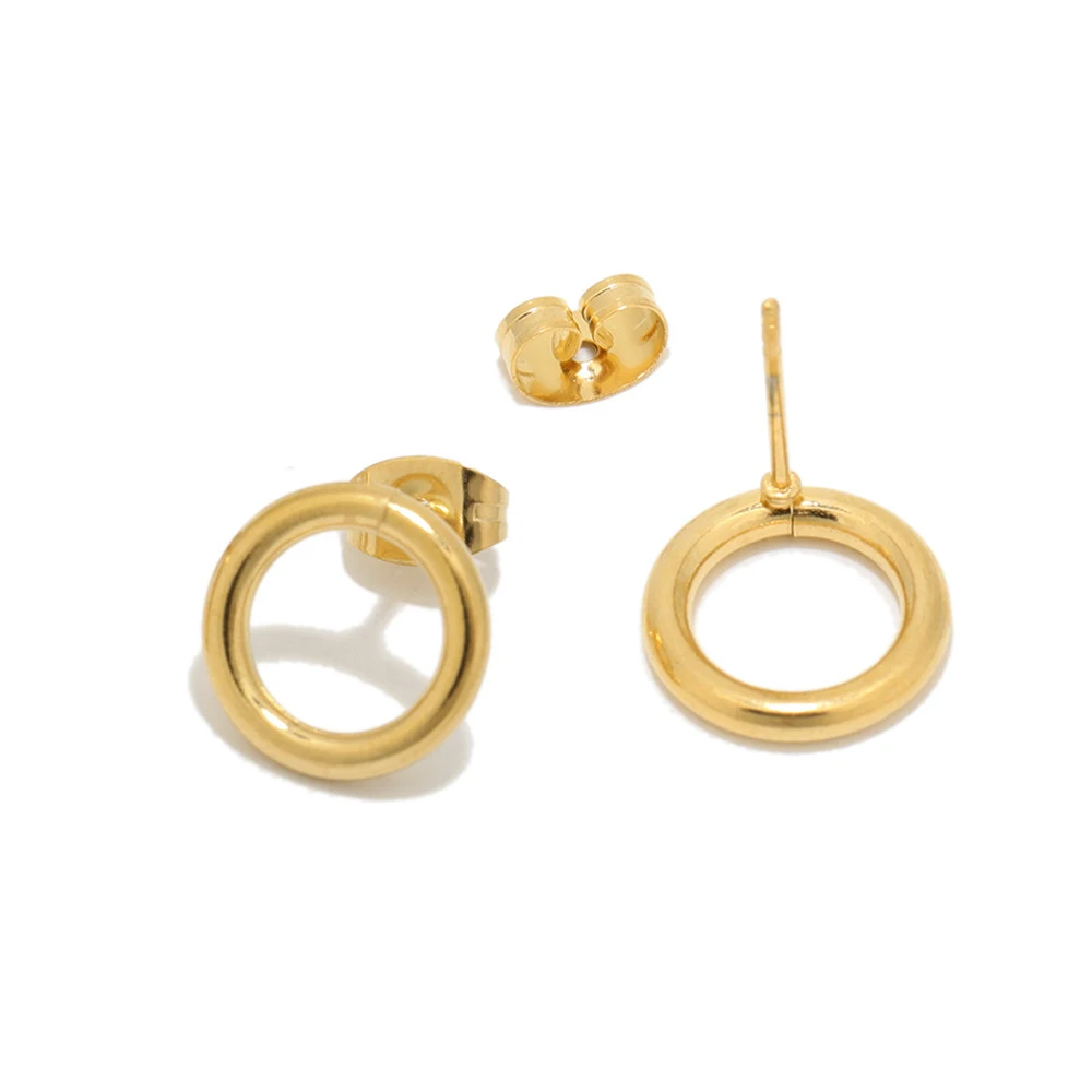 

10 шт., позолоченные серьги из нержавеющей стали 12/14 мм, круглое кольцо, серьги-гвоздики, аксессуары для изготовления ювелирных изделий «сделай сам»