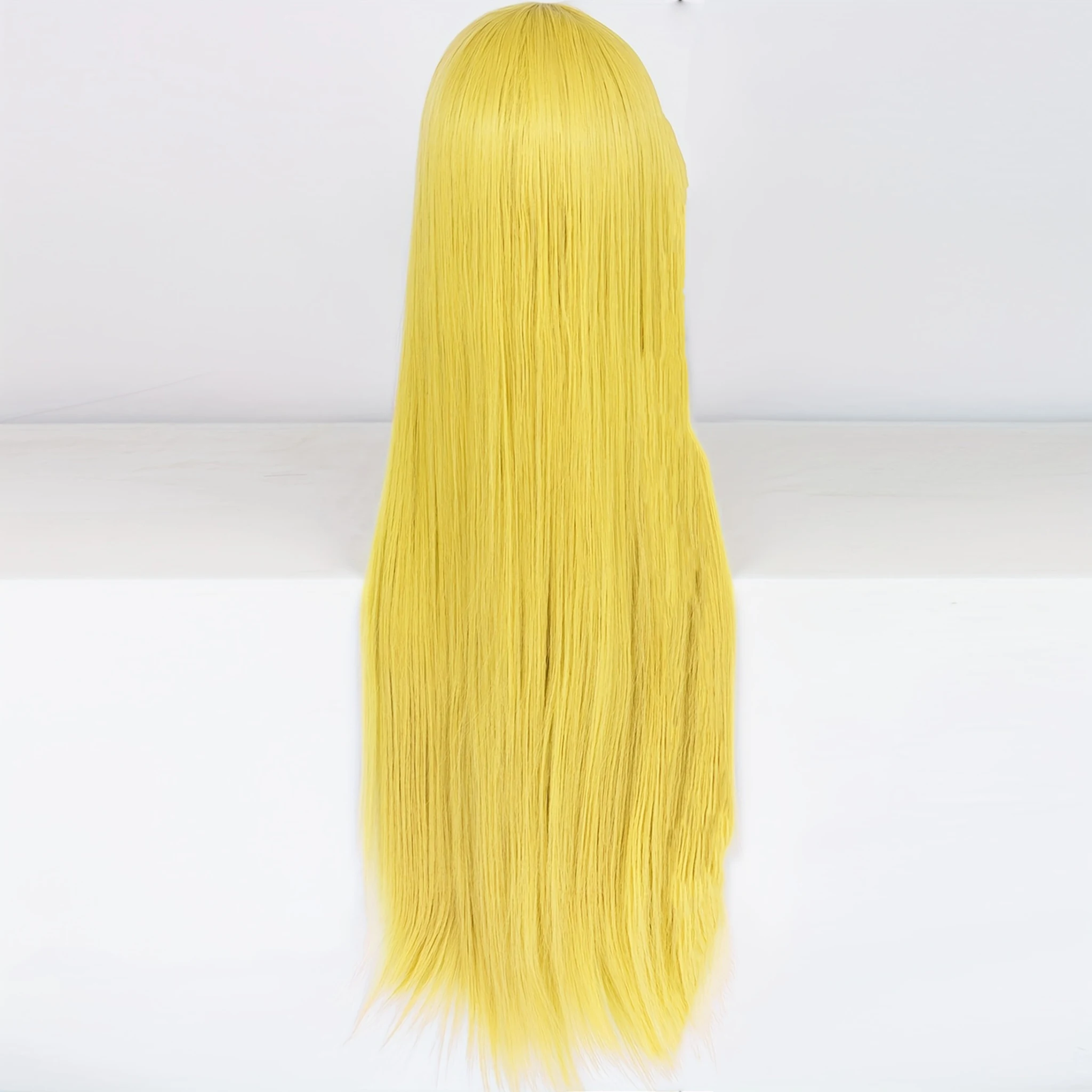 Synthetic Long Straight Yellow Role-Playing Wig with Bangs, Suitable for Women, Halloween, Parties, Daily Outfit Wig image 2