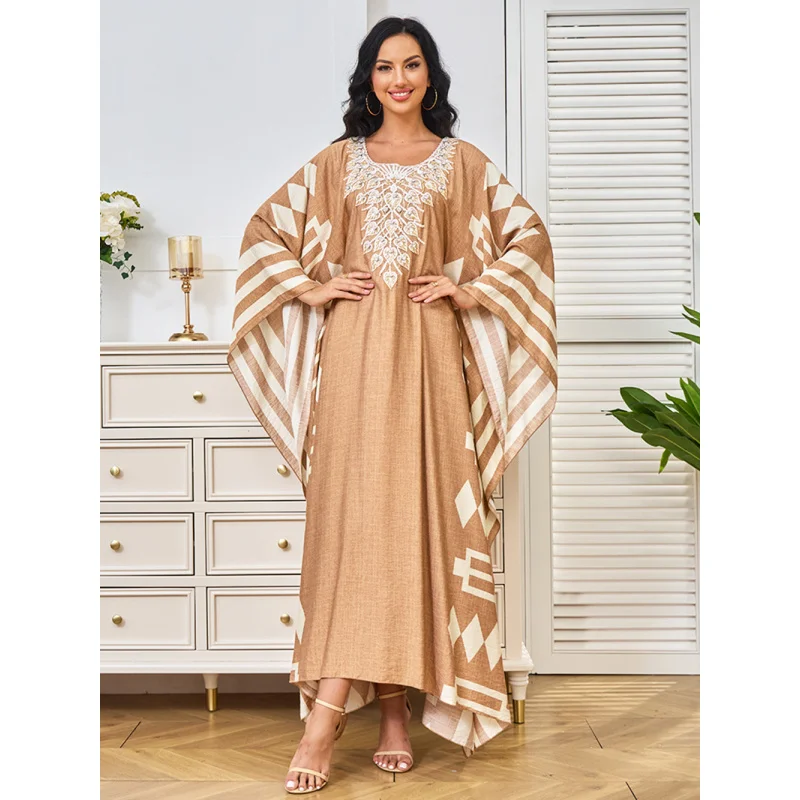 

New Style Middle Eastern Women's Clothing Factory Robe Women's Long Dress New Style-Studded Batwing